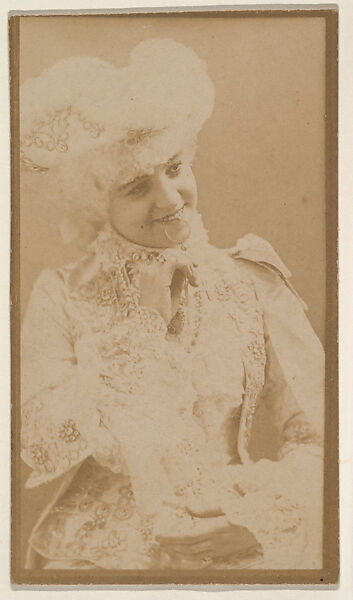 [Actress in white wig and period costume with monocle in hand], from the Actors and Actresses series (N150b) issued by Duke Sons & Co. to promote Duke Cigarettes, Issued by W. Duke, Sons &amp; Co. (New York and Durham, N.C.), Albumen photograph 