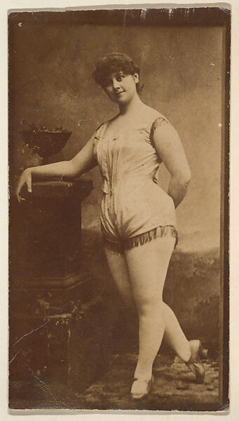 [Actress leaning on pedestal], from the Actors and Actresses series (N150b) issued by Duke Sons & Co. to promote Duke Cigarettes, Issued by W. Duke, Sons &amp; Co. (New York and Durham, N.C.), Albumen photograph 
