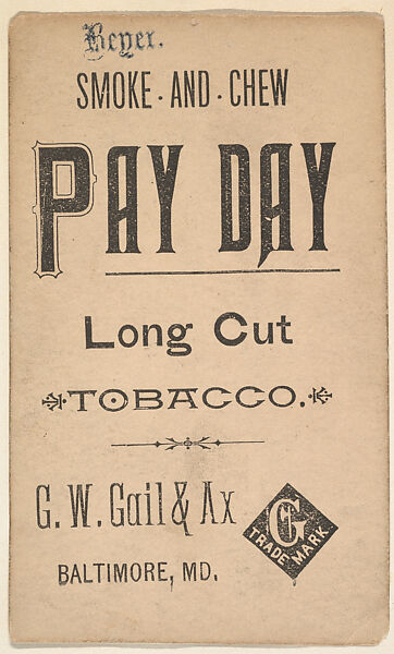 Verso of card, from the Actors and Actresses series (N150b) issued by Duke Sons & Co. to promote Duke Cigarettes, Issued by W. Duke, Sons &amp; Co. (New York and Durham, N.C.), Photolithograph 