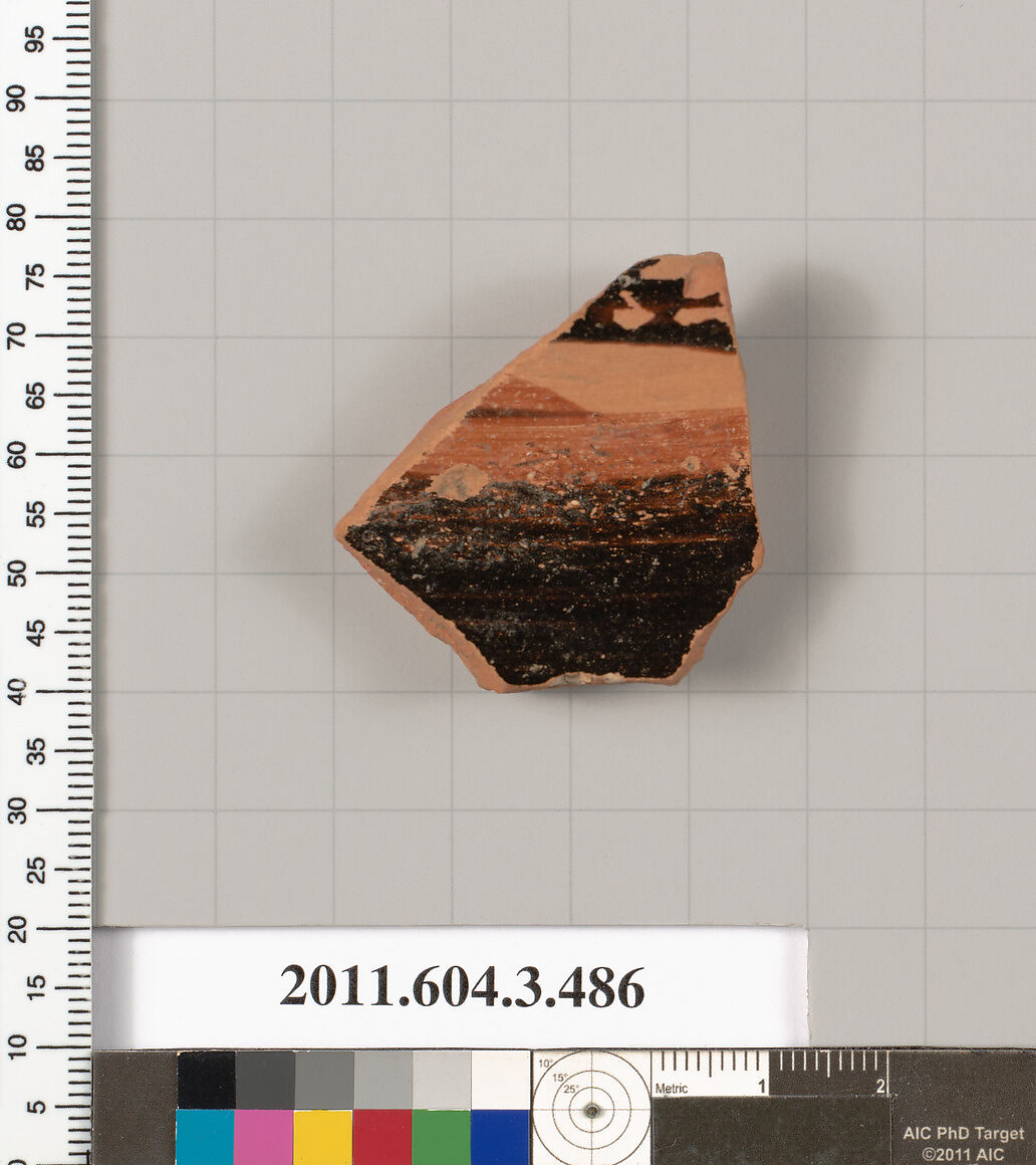 Terracotta fragment of a column-krater (bowl for mixing wine and water), Terracotta, Greek, Attic