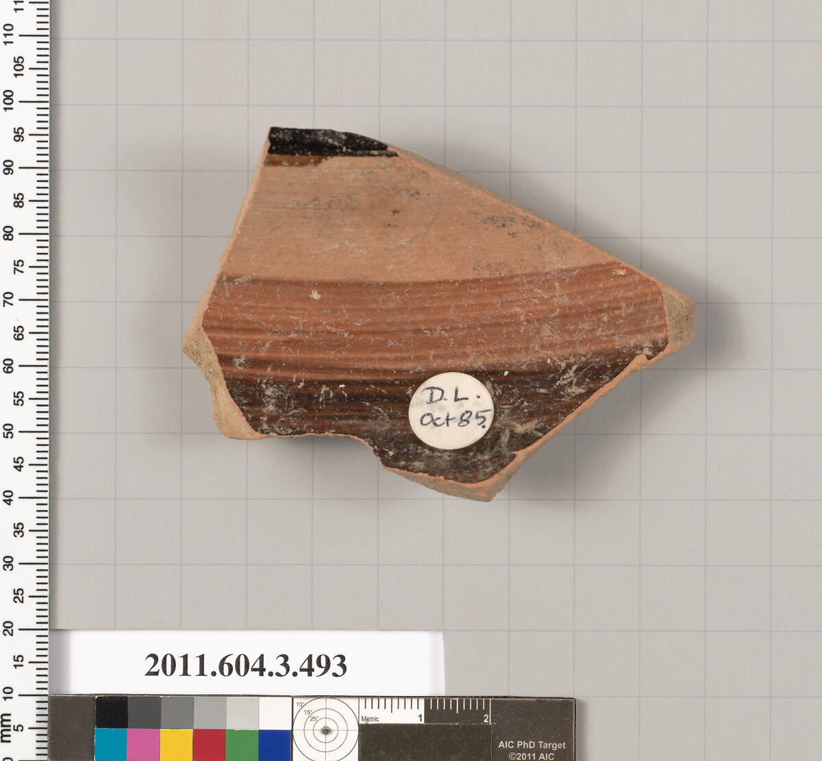 Terracotta fragment of a column-krater (bowl for mixing wine and water), Terracotta, Greek, Attic