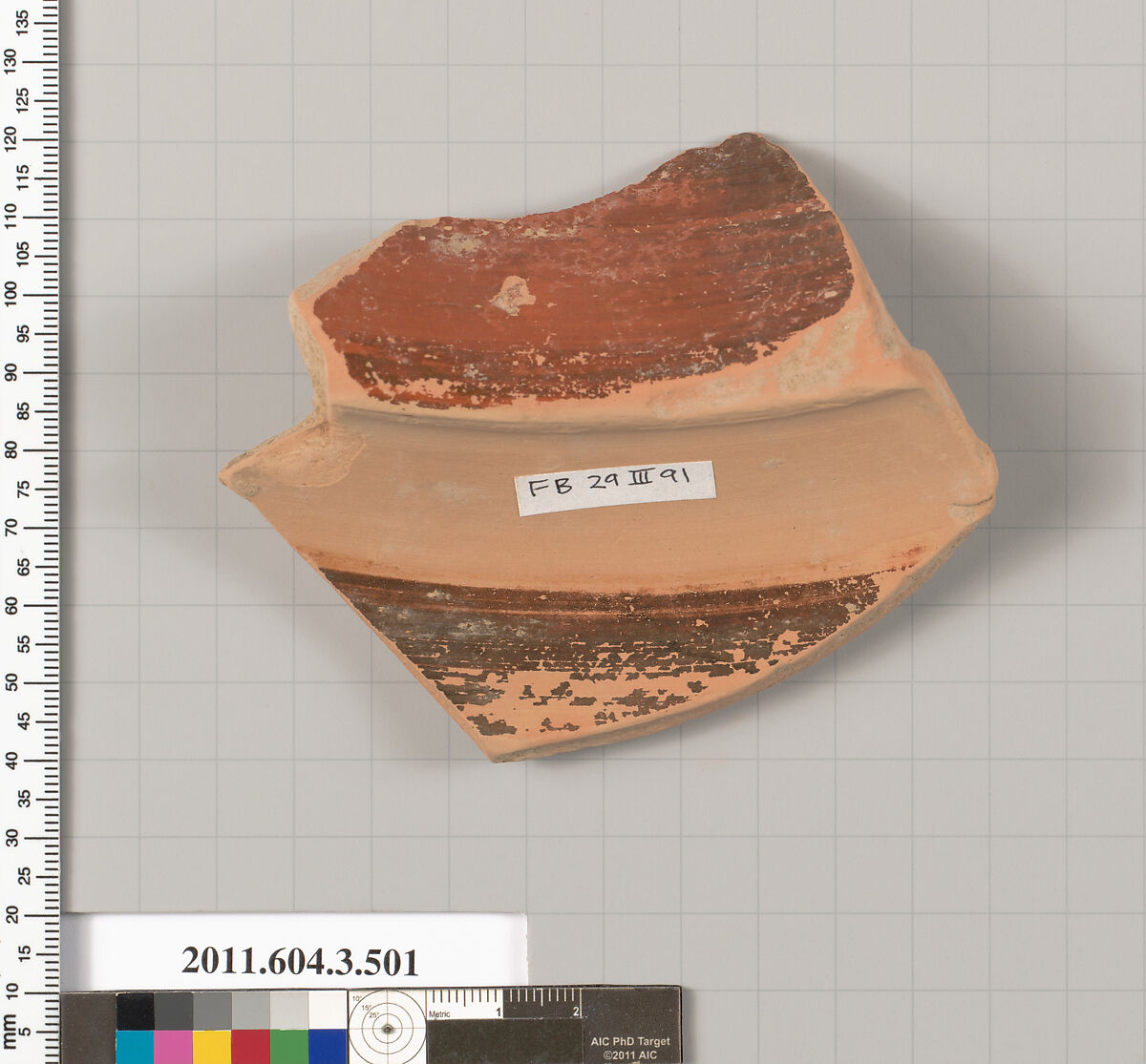 Terracotta fragment of a column-krater (bowl for mixing wine and water), Terracotta, Greek, Attic