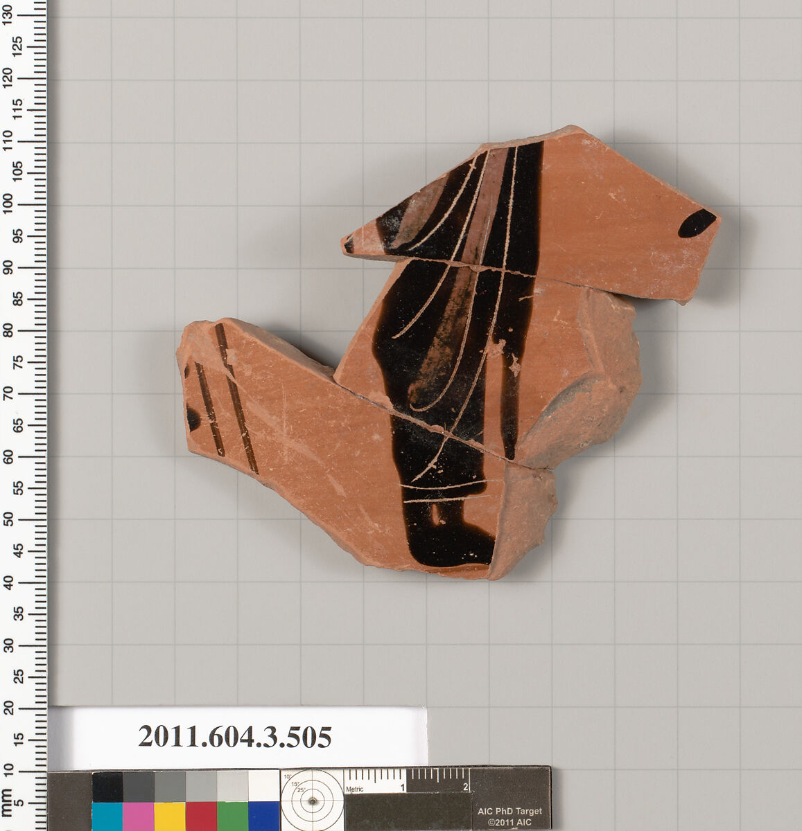 Terracotta fragment of a column-krater (bowl for mixing wine and water), Terracotta, Greek, Attic 