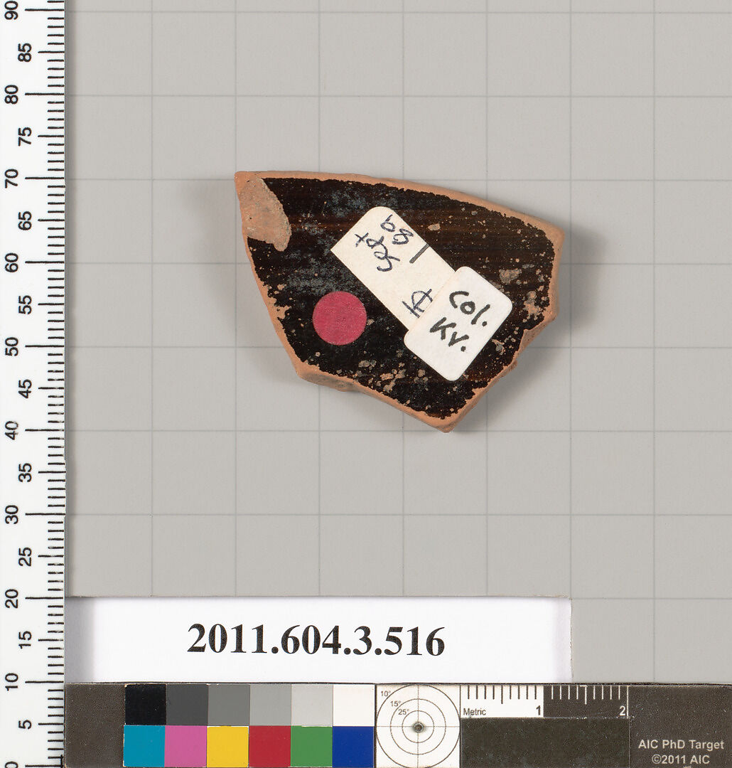 Terracotta fragment of a column-krater (bowl for mixing wine and water), Terracotta, Greek, Attic