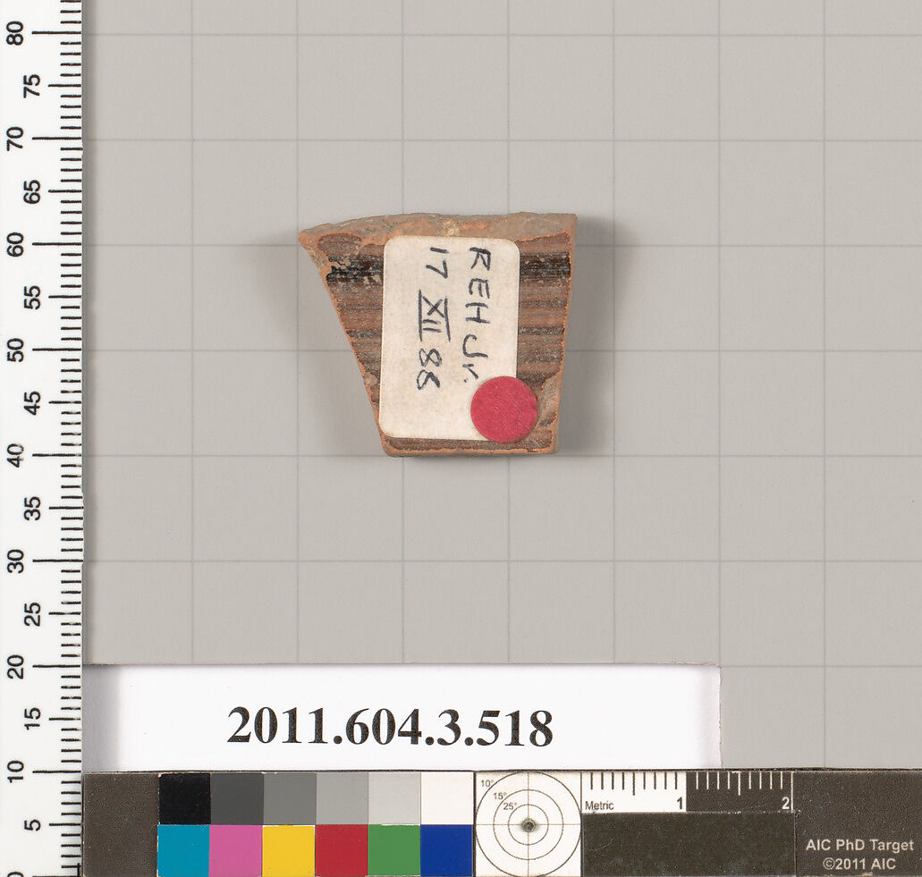 Terracotta fragment of a column-krater (bowl for mixing wine and water), Terracotta, Greek, Attic