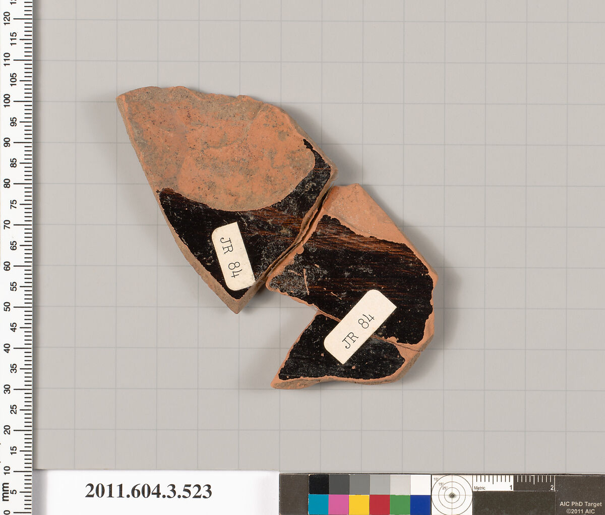 Terracotta fragment of a column-krater (bowl for mixing wine and water), Terracotta, Greek, Attic