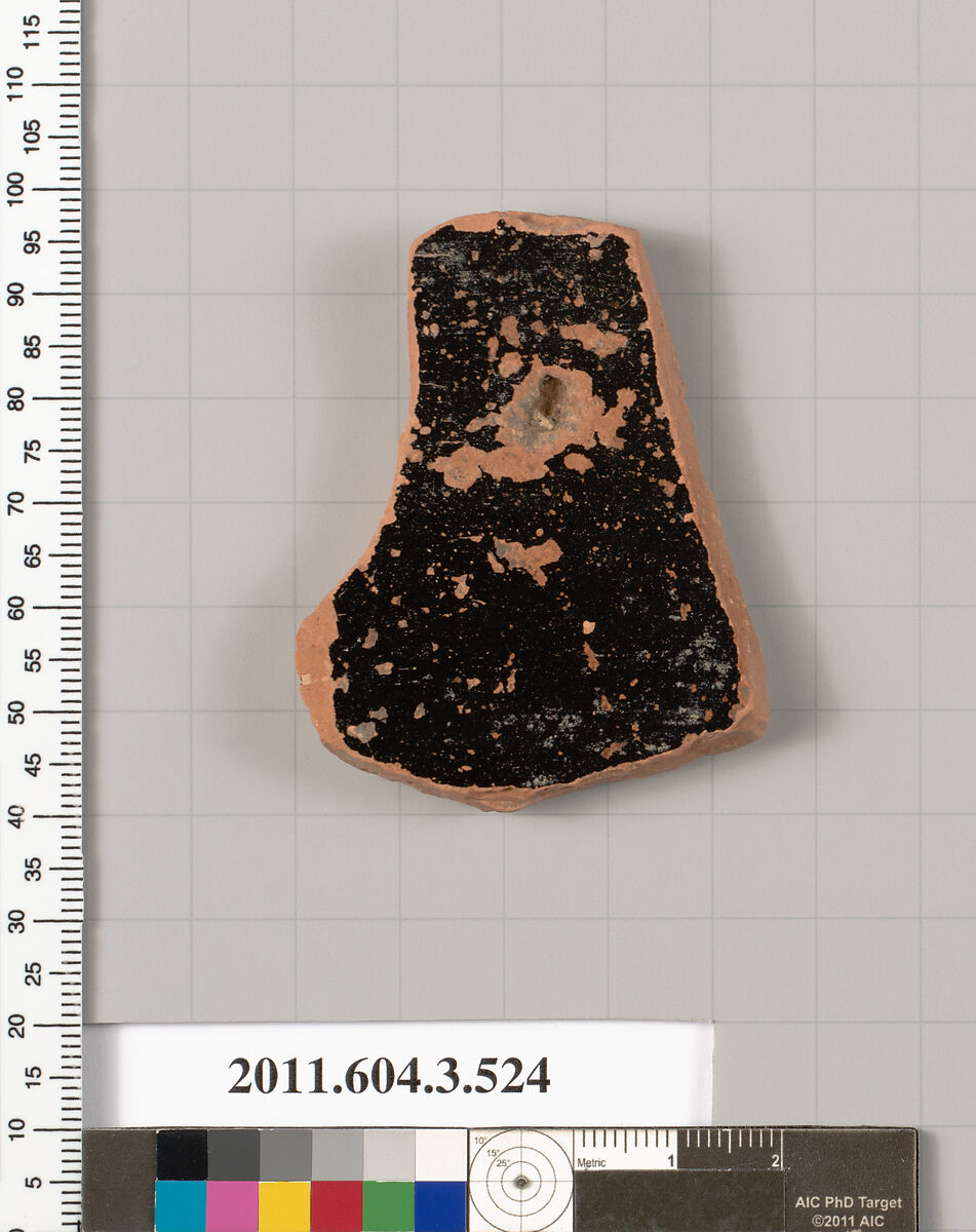 Terracotta fragment of a column-krater (bowl for mixing wine and water), Terracotta, Greek, Attic