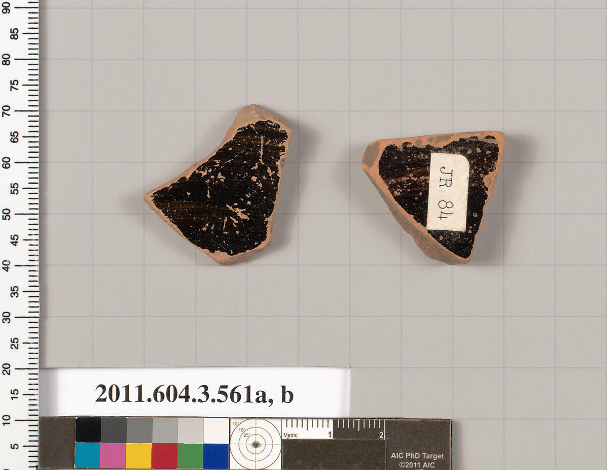 Terracotta fragments of column-kraters (bowls for mixing wine and water), Terracotta, Greek, Attic