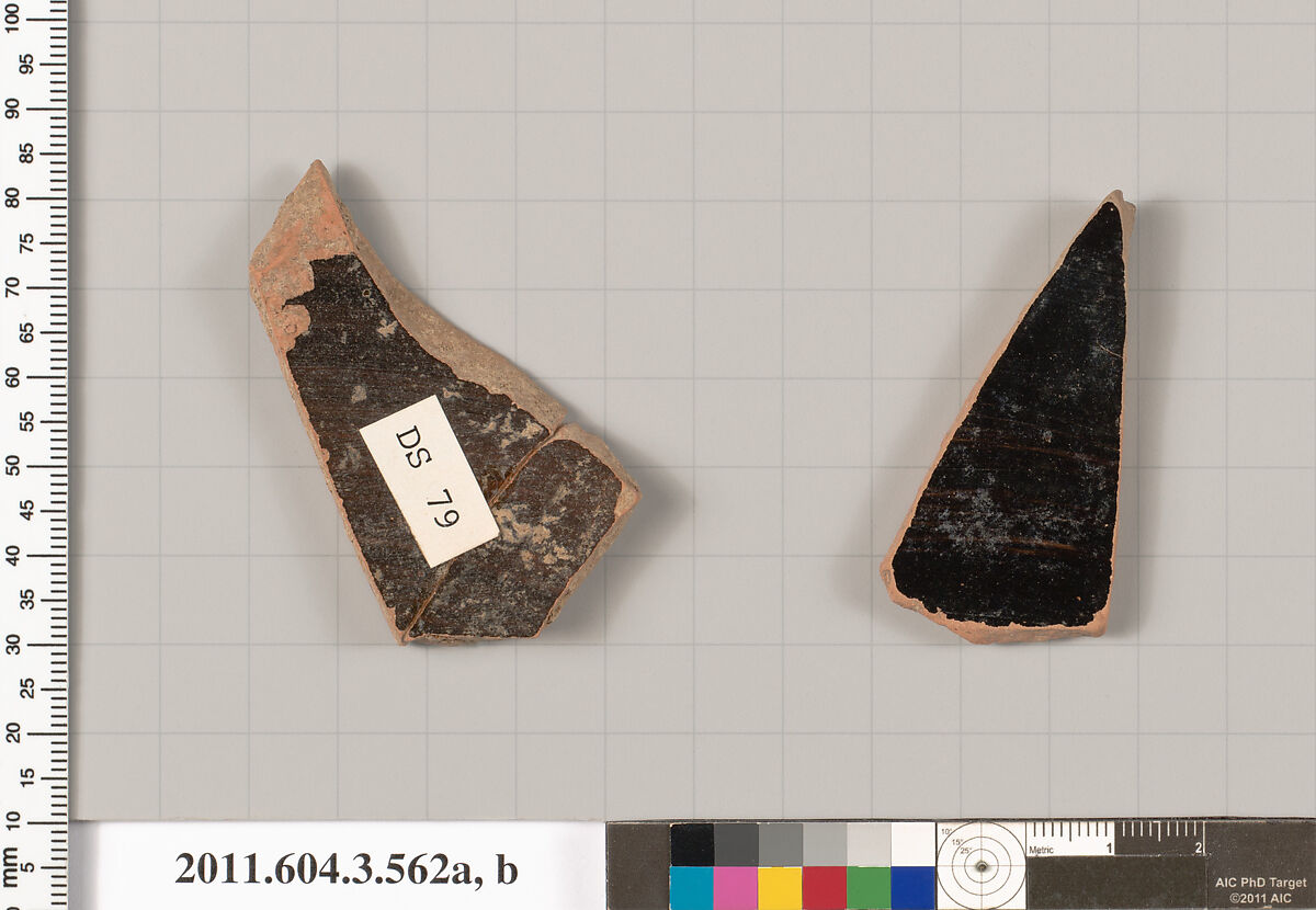 Terracotta fragments of column-kraters (bowls for mixing wine and water), Terracotta, Greek, Attic