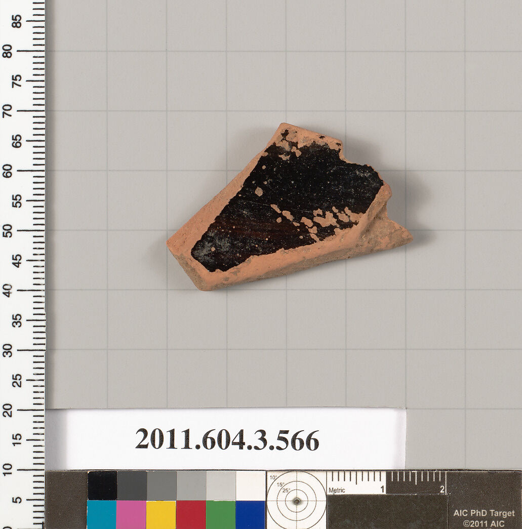 Terracotta fragment of a column-krater (bowl for mixing wine and water), Terracotta, Greek, Attic