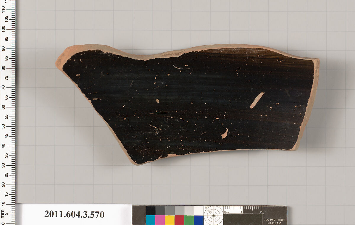 Terracotta fragment of a column-krater (bowl for mixing wine and water), Terracotta, Greek, Attic