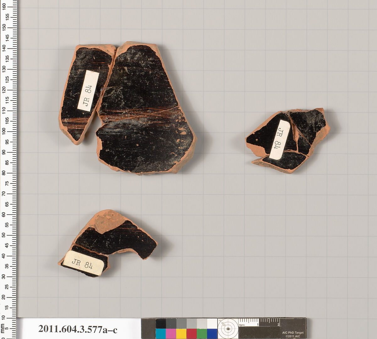 Terracotta fragments of a column-krater (bowl for mixing wine and water), Terracotta, Greek, Attic