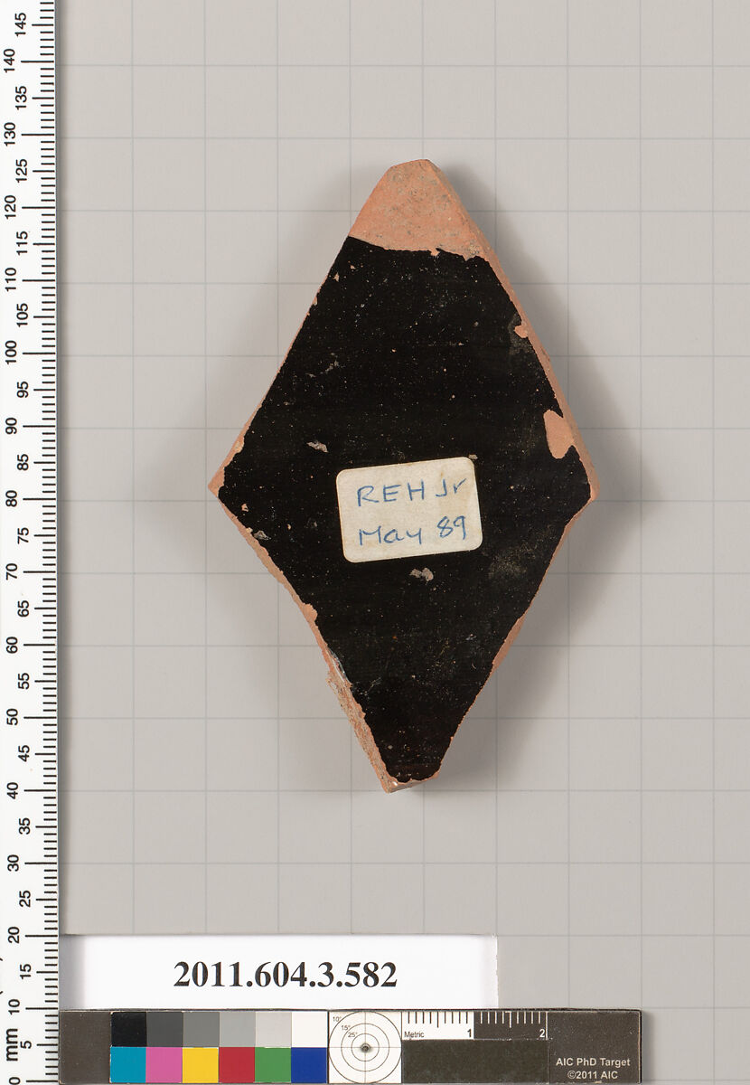 Terracotta fragment of a column-krater (bowl for mixing wine and water), Terracotta, Greek, Attic