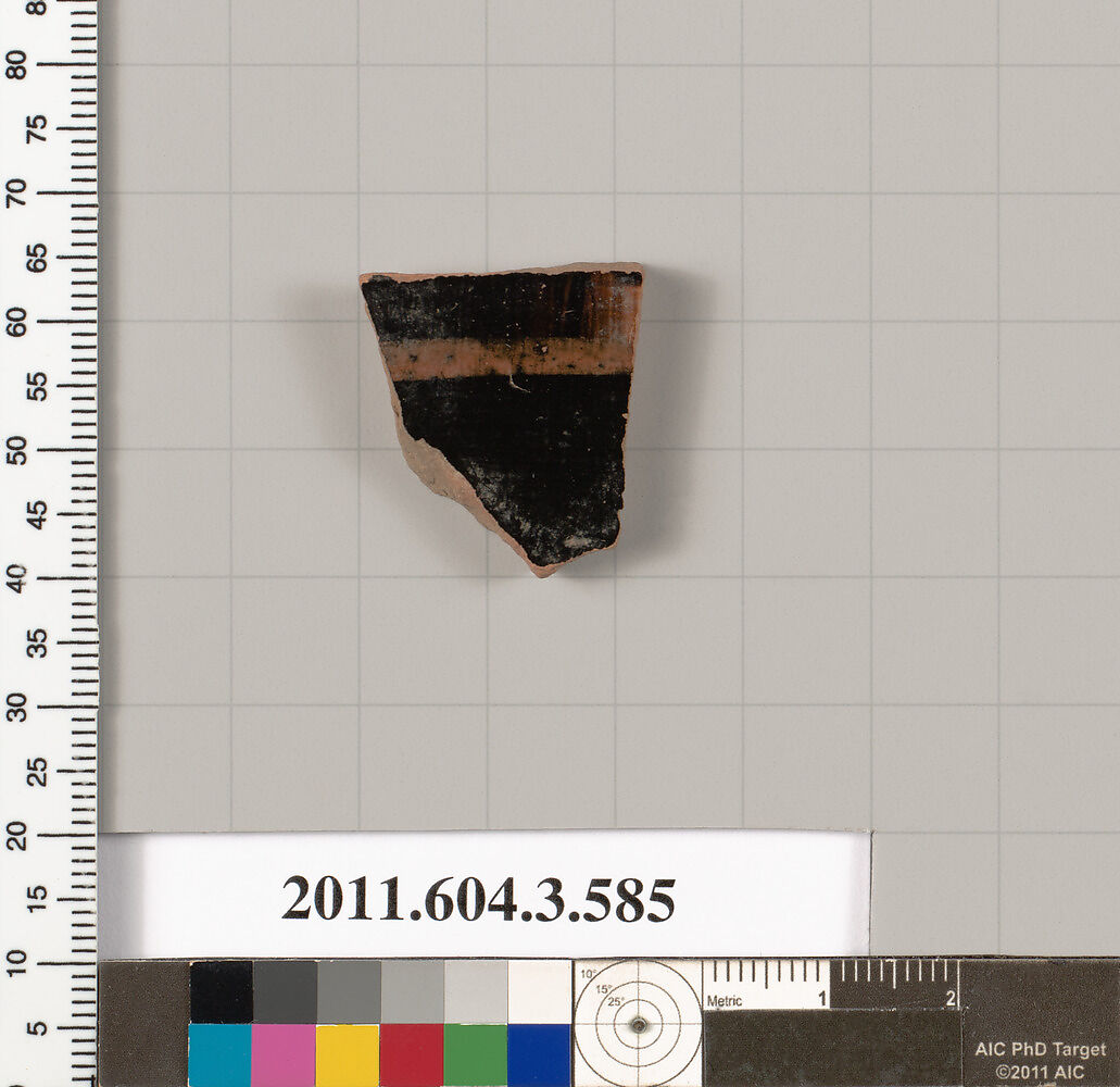 Terracotta fragment of a column-krater (bowl for mixing wine and water), Terracotta, Greek, Attic