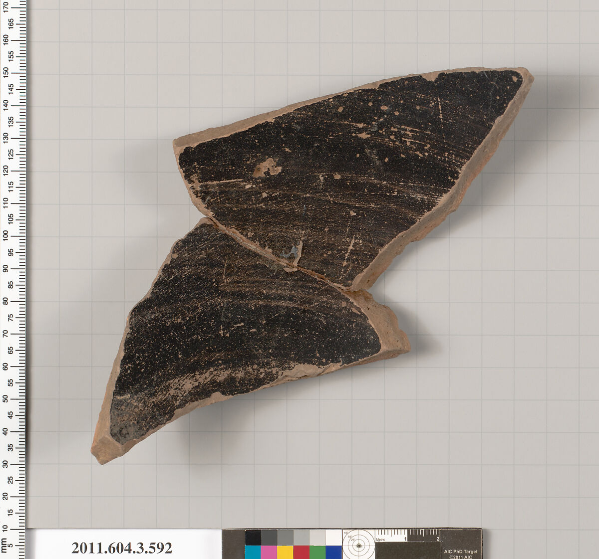 Terracotta fragment of a column-krater (bowl for mixing wine and water), Terracotta, Greek, Attic