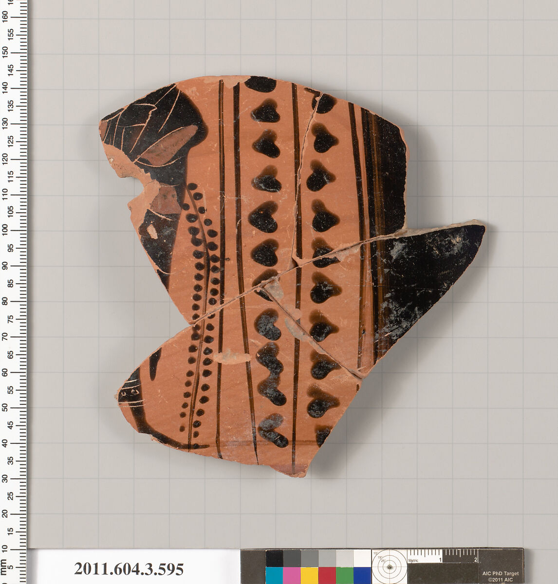 Terracotta fragment of a column-krater (bowl for mixing wine and water), Terracotta, Greek, Attic 