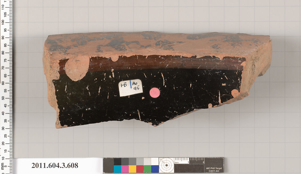 Terracotta fragment of a column-krater (bowl for mixing wine and water), Terracotta, Greek, Attic