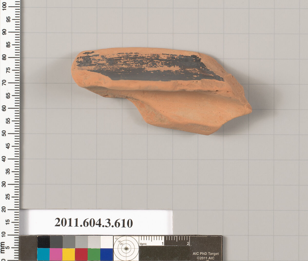 Terracotta fragment of a column-krater (bowl for mixing wine and water), Terracotta, Greek, Attic
