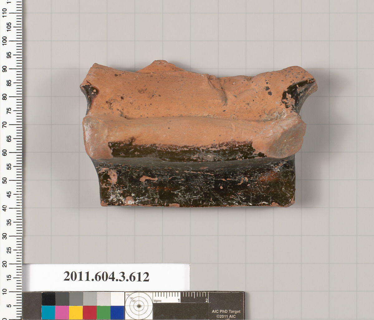 Terracotta fragment of a column-krater (bowl for mixing wine and water), Terracotta, Greek, Attic