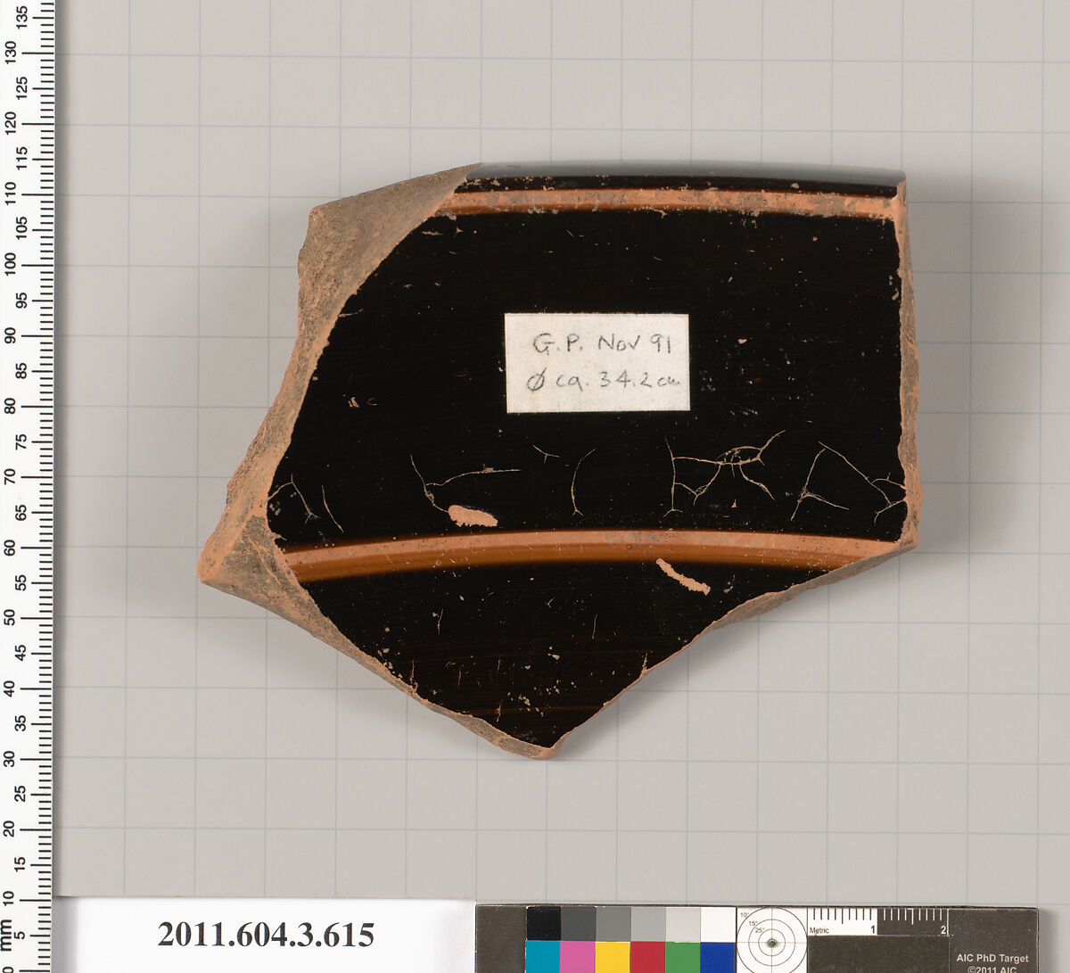Terracotta fragment of a calyx-krater (bowl for mixing wine and water), Terracotta, Greek, Attic