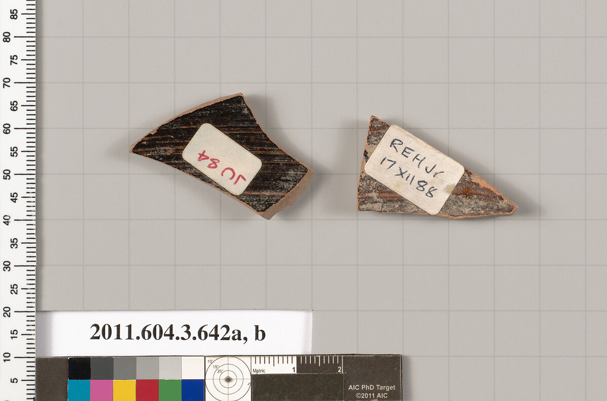 Terracotta fragments of column-kraters (bowls for mixing wine and water)?, Terracotta, Greek, Attic