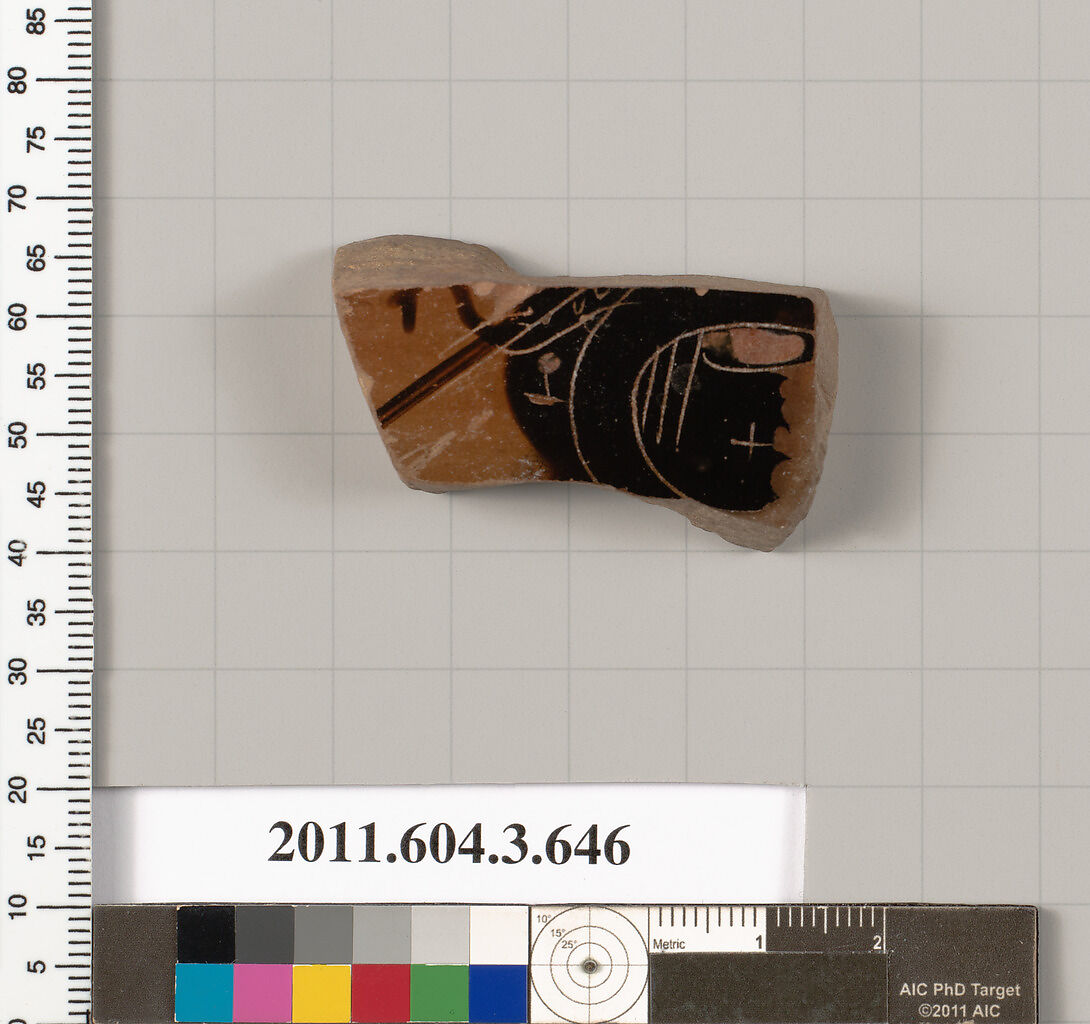 Terracotta fragment of a calyx-krater (bowl for mixing wine and water), Terracotta, Greek, Attic 