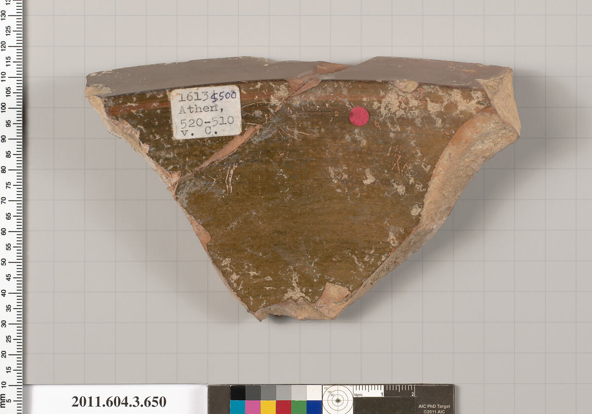Terracotta fragment of a volute-krater (bowl for mixing wine and water), Terracotta, Greek, Attic