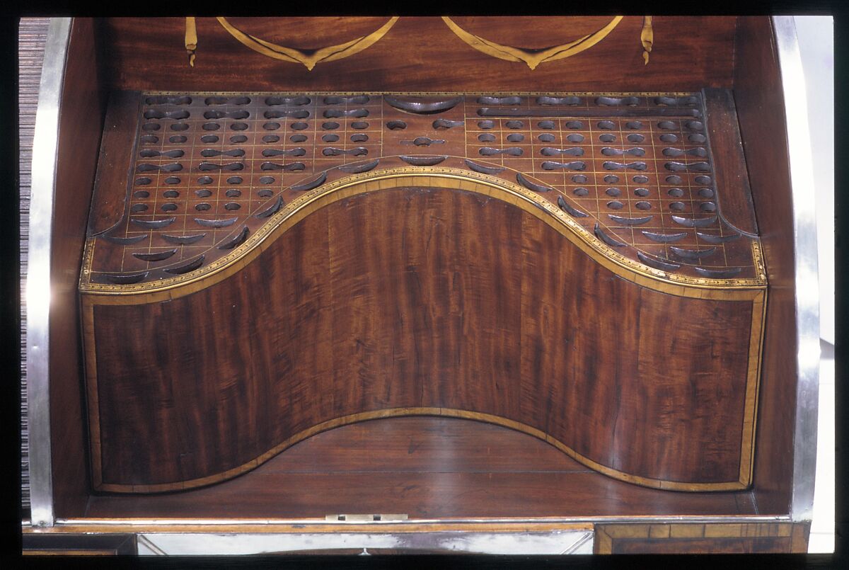 Sideboard, Mahogany, satinwood, silver, copper, verre églomisé with yellow poplar, white pine, mahogany, American