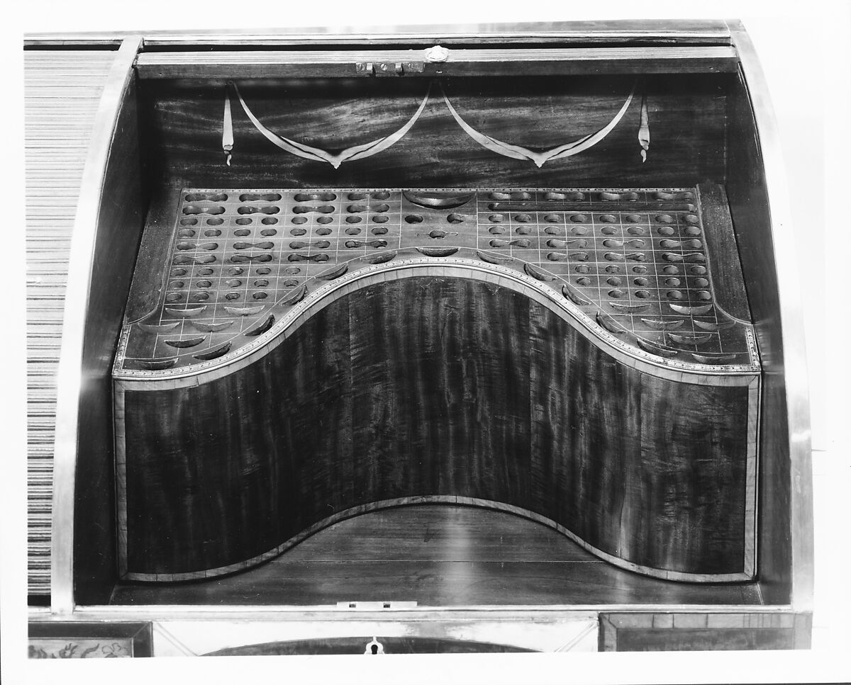 Sideboard, Mahogany, satinwood, silver, copper, verre églomisé with yellow poplar, white pine, mahogany, American