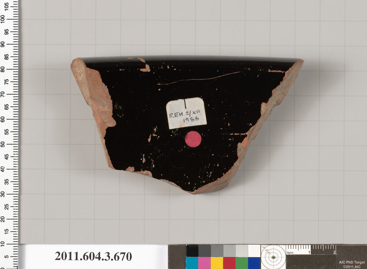 Terracotta fragment of a calyx-krater (bowl for mixing wine and water), Terracotta, Greek, Attic