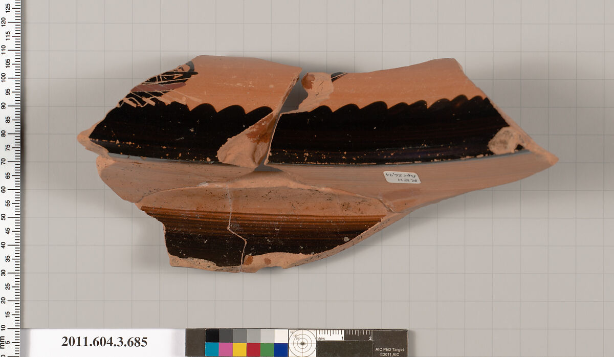 Terracotta fragment of a stamnos (jar), Terracotta, Greek, Attic