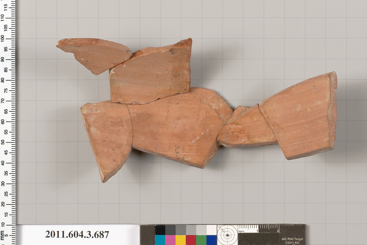 Terracotta fragment of a hydria (water jar), Terracotta, Greek, Attic