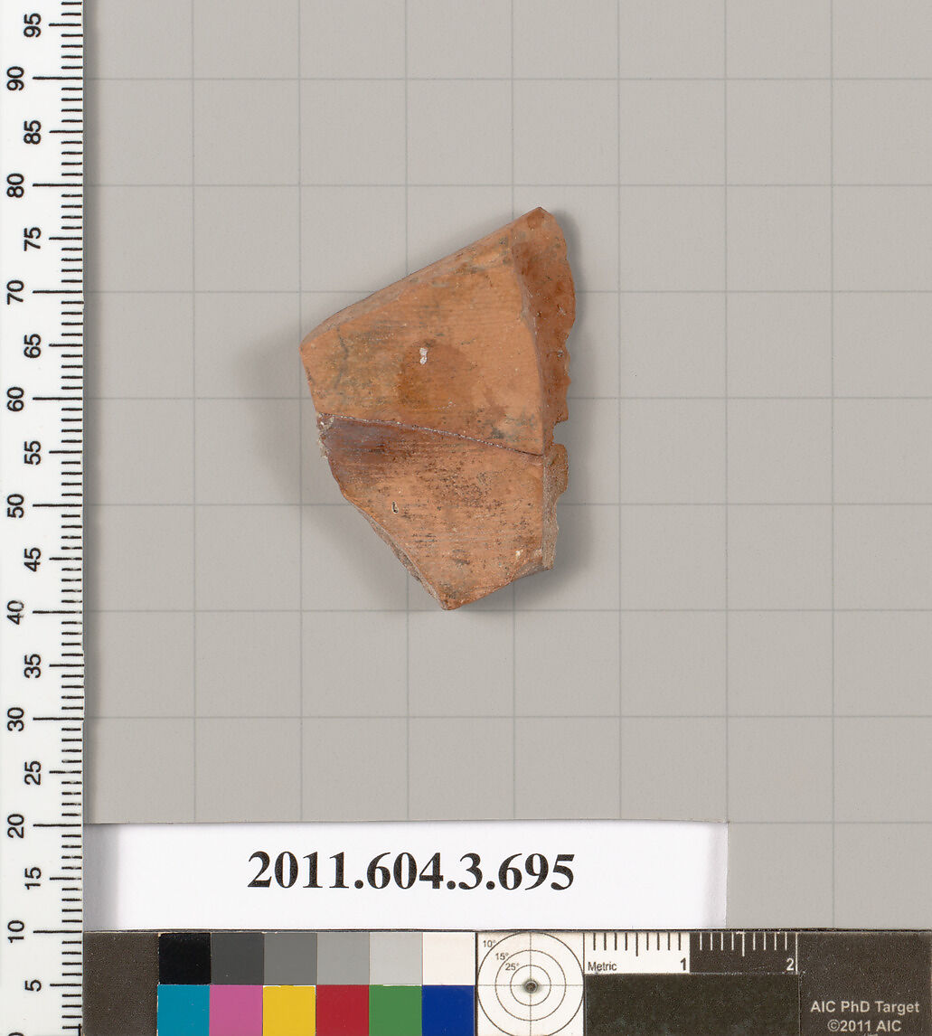 Terracotta fragment of a hydria (water jar), Terracotta, Greek, Attic