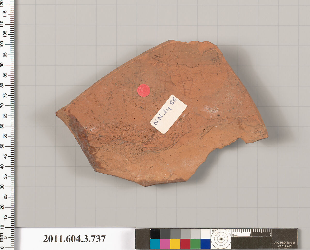 Terracotta fragment of a neck-amphora (jar), Terracotta, Greek, Attic