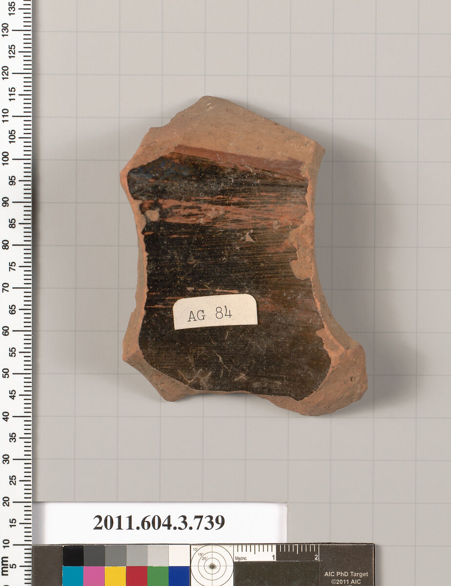 Terracotta fragment of a neck-amphora (jar), Terracotta, Greek, Attic