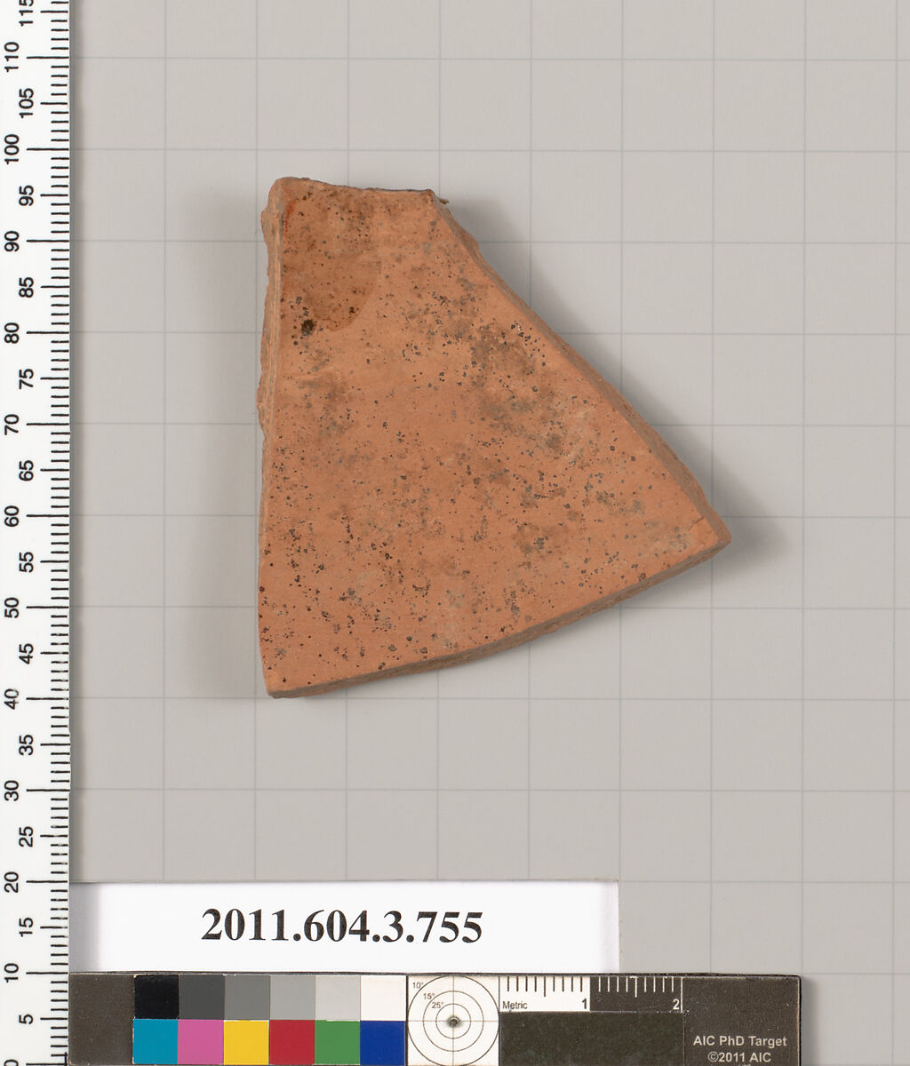 Terracotta fragment of a neck-amphora (jar), Terracotta, Greek, Attic