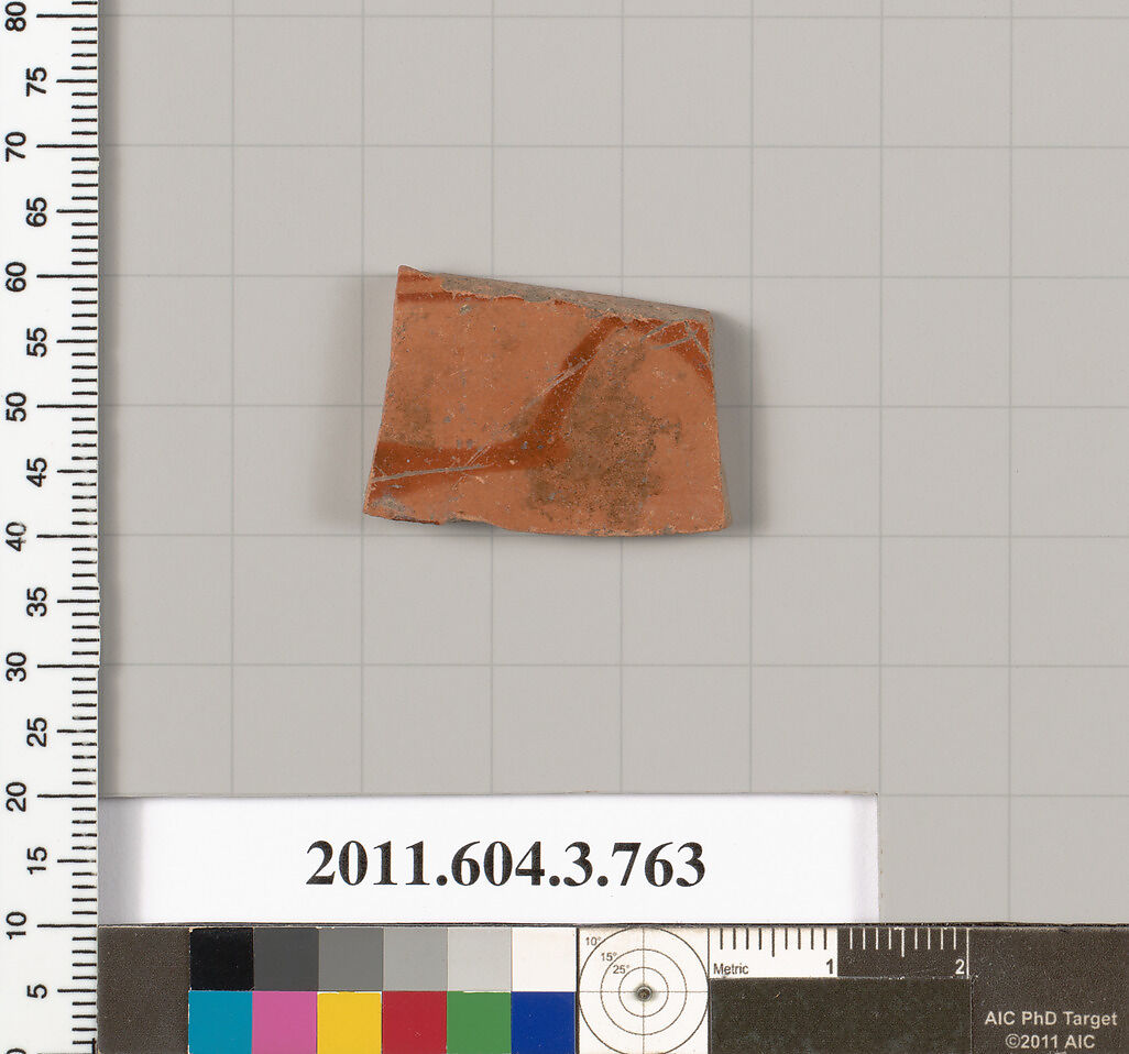 Terracotta fragment of a neck-amphora (jar), Terracotta, Greek, Attic