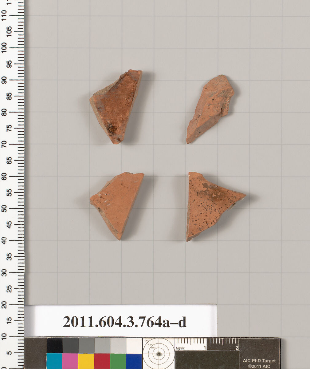 Terracotta fragments of a neck-amphora (jar), Terracotta, Greek, Attic