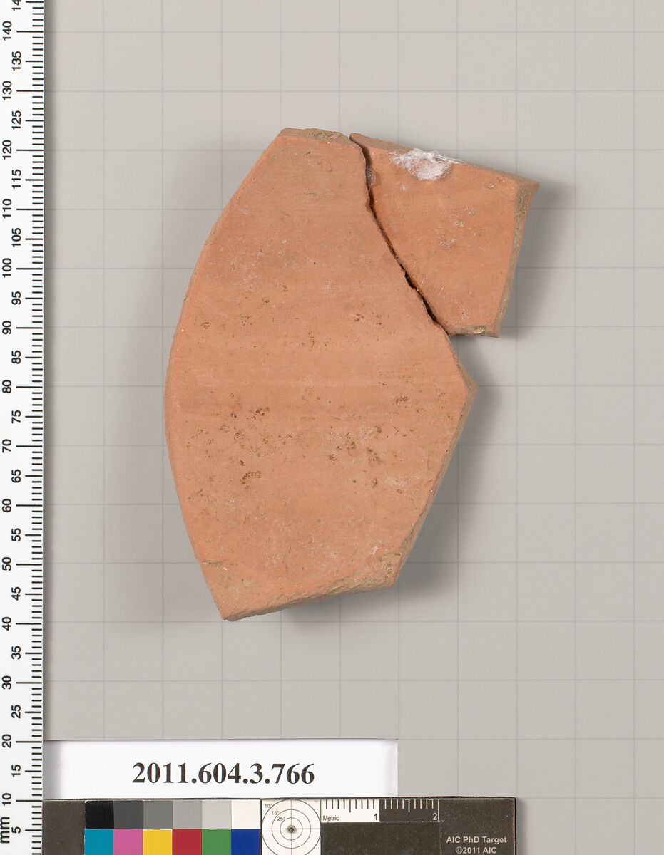 Terracotta fragment of a neck-amphora (jar), Terracotta, Greek, Attic
