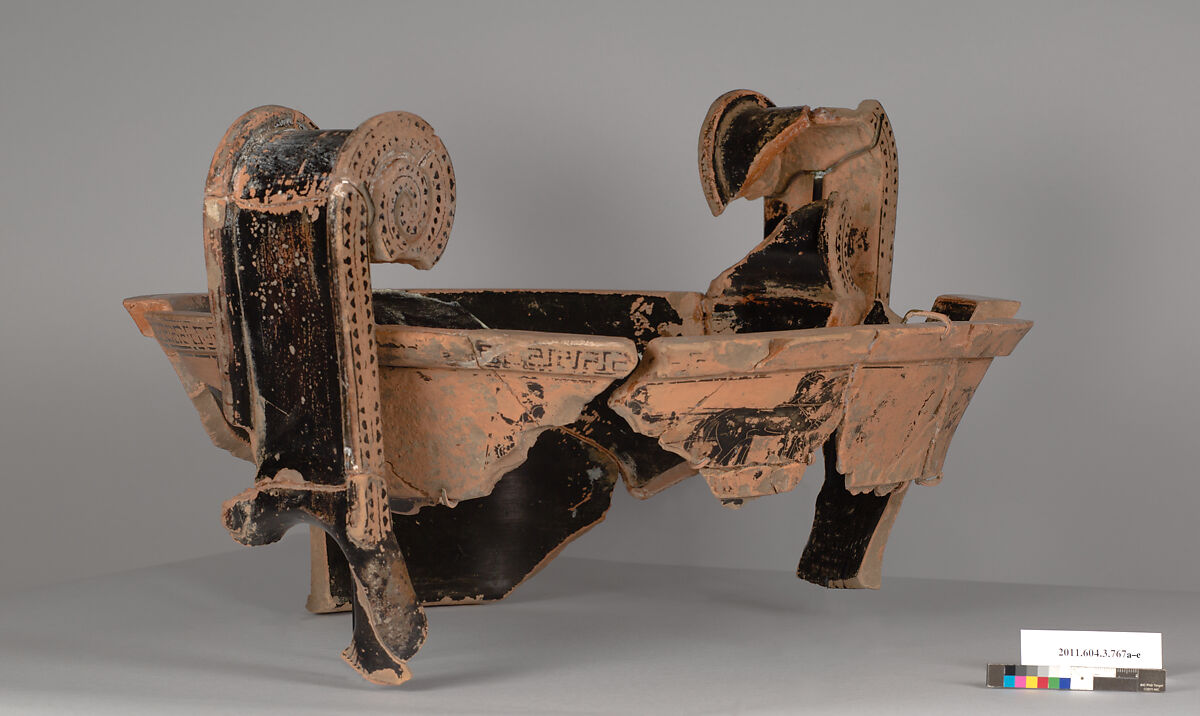 Terracotta fragment of a volute-krater (bowl for mixing wine and water), Terracotta, Greek, Attic