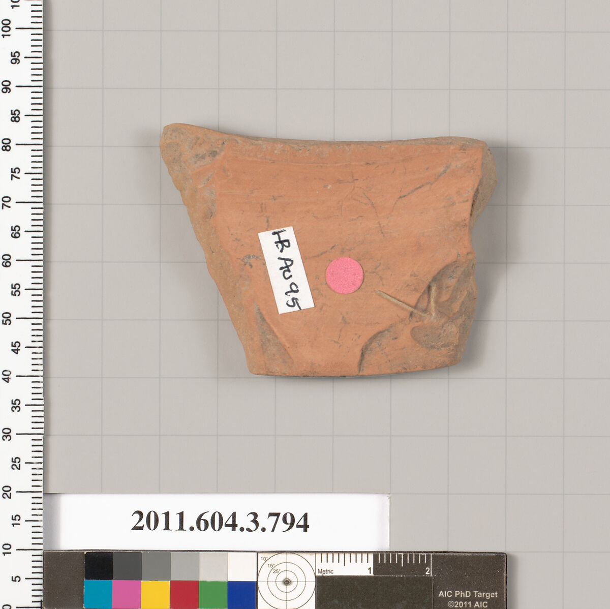 Terracotta fragment of a lid, Terracotta, Greek, Attic
