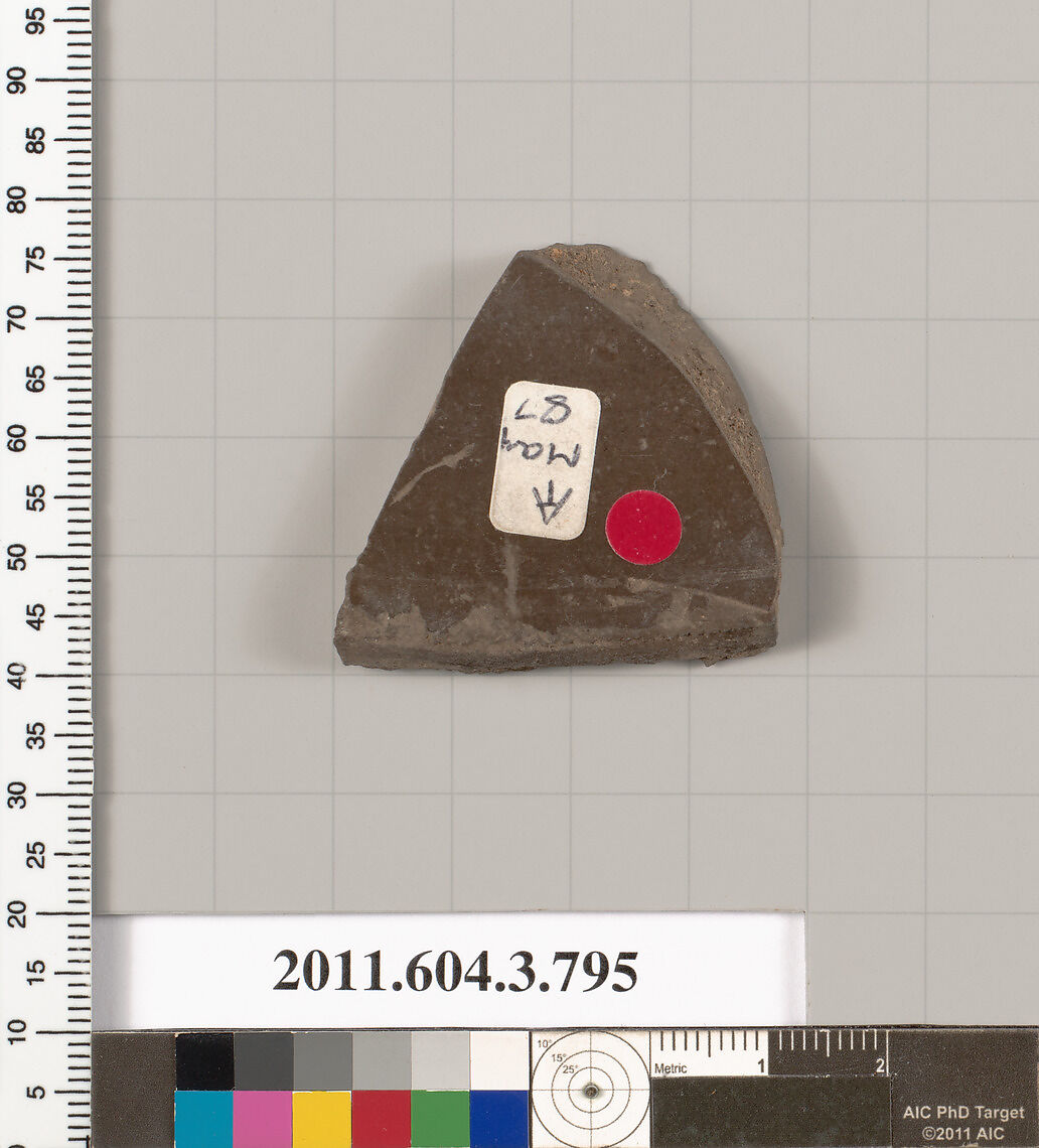 Terracotta fragment of a lid, Terracotta, Greek, Attic