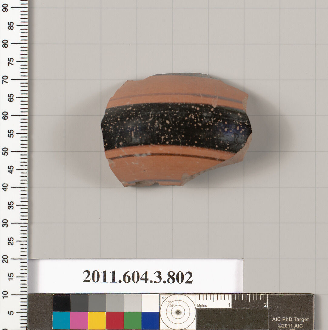 Terracotta fragment of a lydion (perfume jar)?, Terracotta, Greek, Attic 