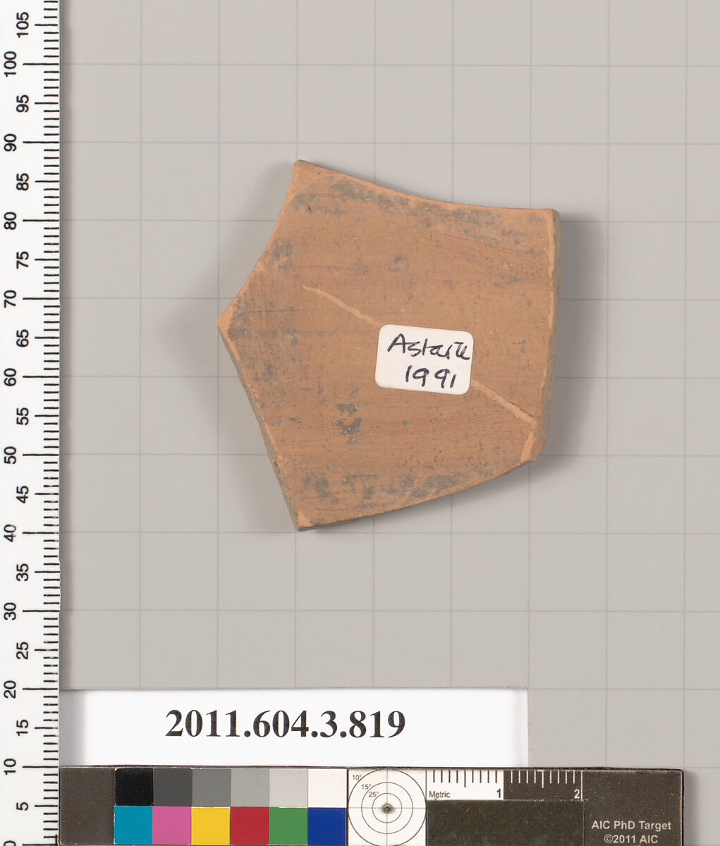Terracotta fragment of a lekythos (oil flask), Terracotta, Greek, Attic
