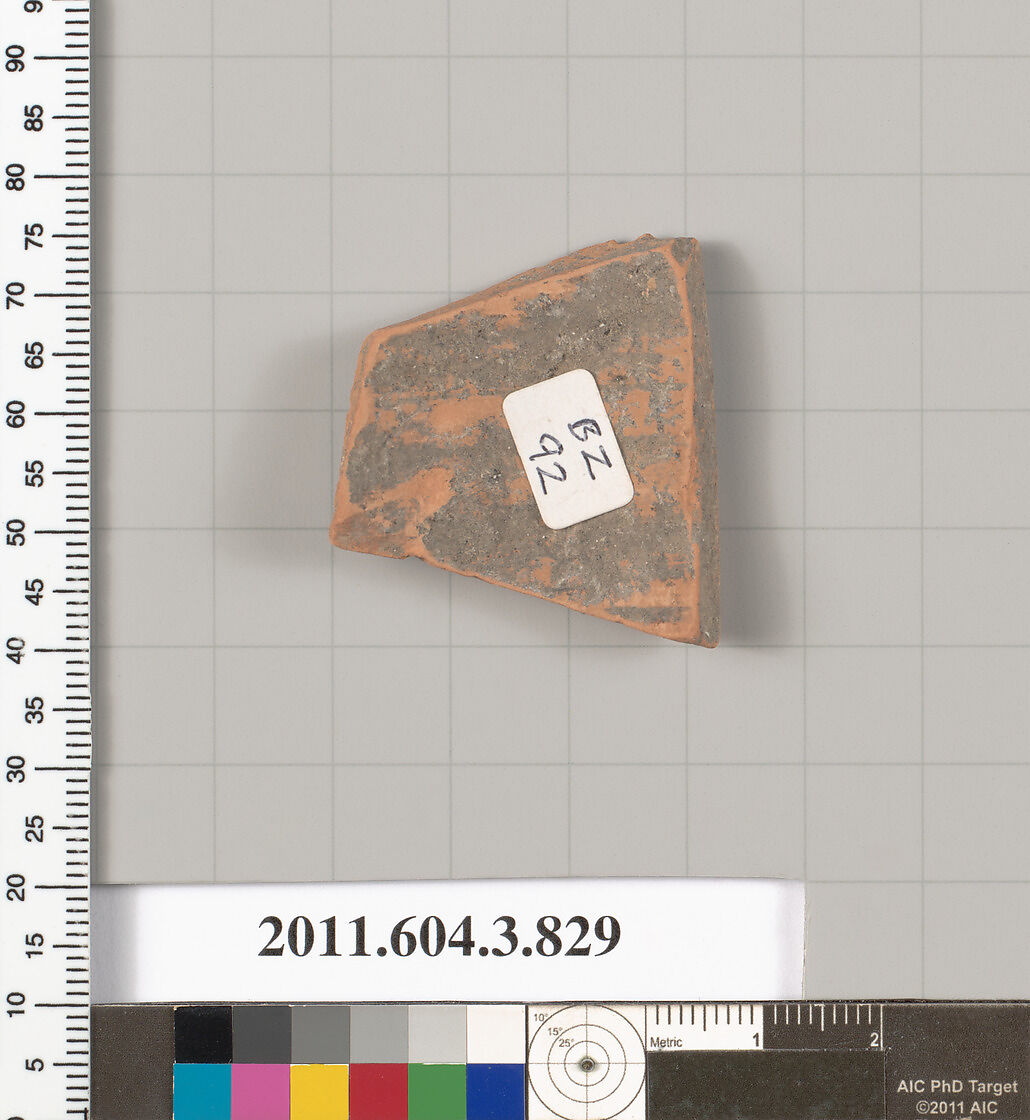 Terracotta fragment of a lekythos (oil flask), Terracotta, Greek, Attic