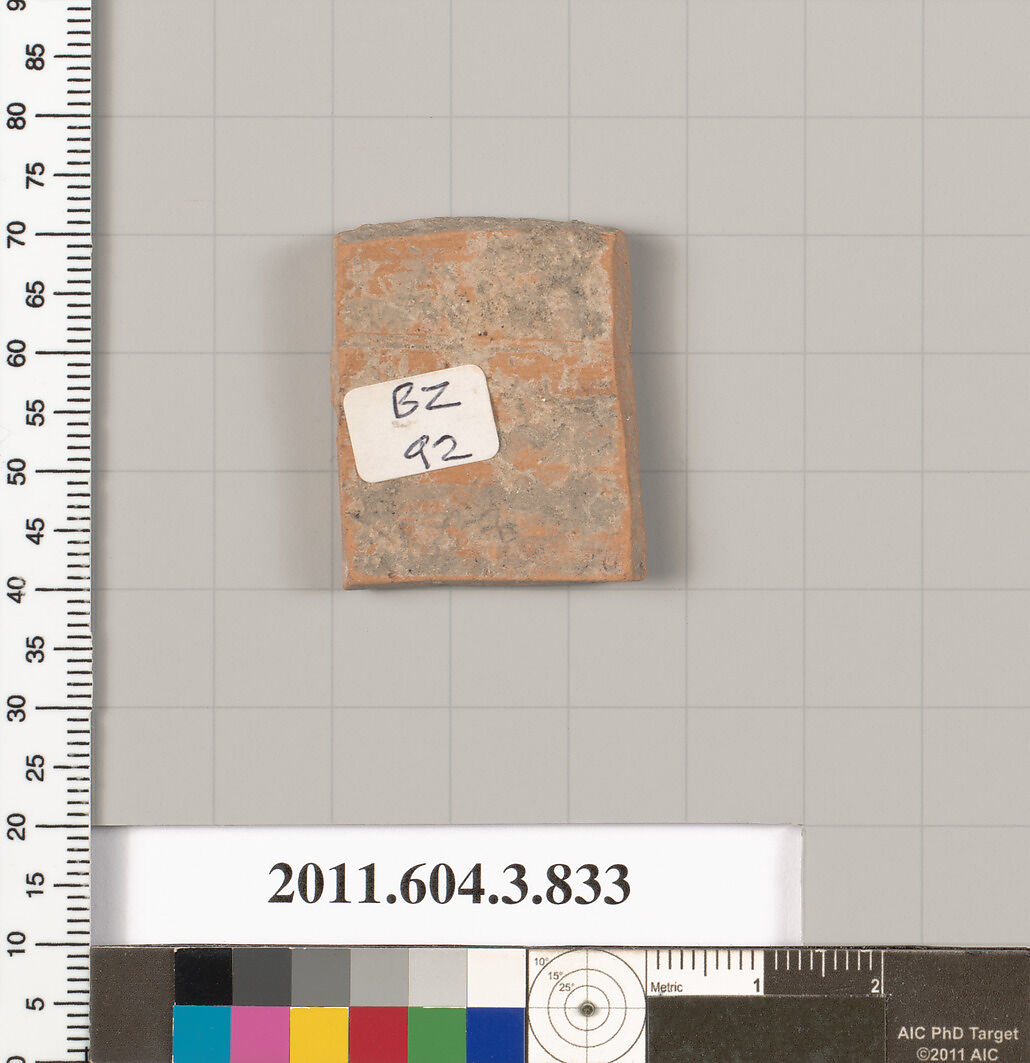 Terracotta fragment of a lekythos (oil flask), Terracotta, Greek, Attic