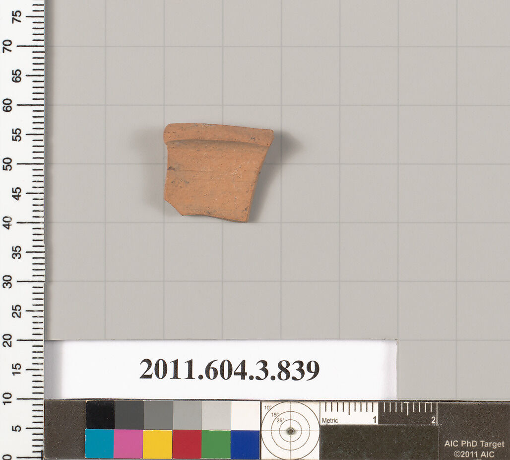 Terracotta fragment of a lekythos (oil flask), Terracotta, Greek, Attic