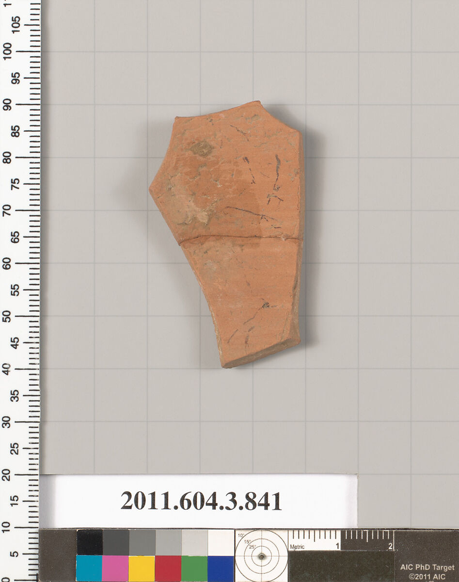 Terracotta fragment of a lekythos (oil flask), Terracotta, Greek, Attic