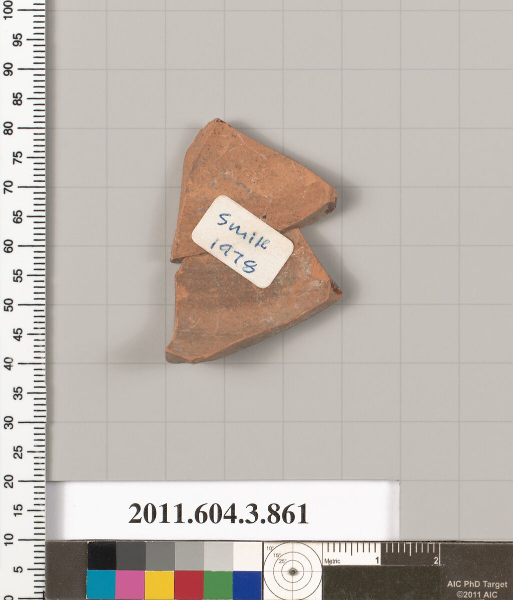Terracotta fragment of a lekythos (oil flask), Terracotta, Greek, Attic