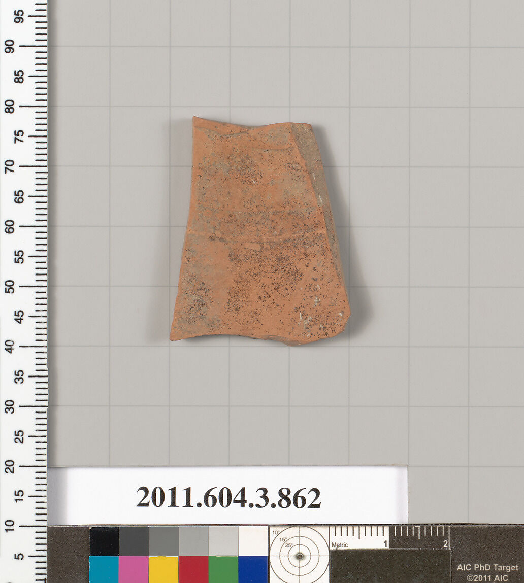 Terracotta fragment of a lekythos (oil flask), Terracotta, Greek, Attic